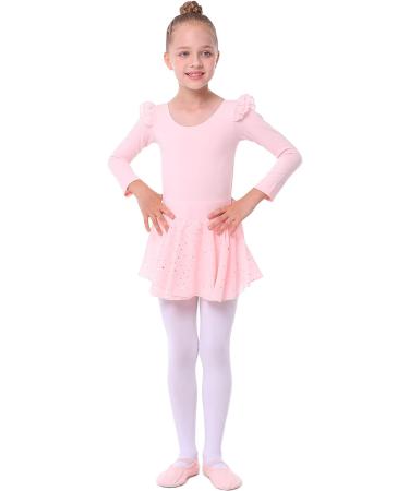 Danswan Toddler Girls Ballet Leotard with Glitter Skirt - Ballet Pink, A3 (Long Sleeve) 4-5T - Buy Online on SooperMarket.com