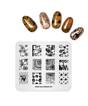 Alexnailart Nail Stamping Plate Halloween Theme Image Design Templates Spider Spider web Grimace pumpkin Pattern Manicure Print DIY Nail Art Tools HA001