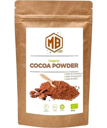 MB Superfoods Organic Cacao Powder - Unsweetened Non-GMO Gluten-Free Pure and Natural Cocoa Powder for Baking & Smoothies Daily Health and Energy Support - 100g
