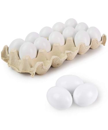 SallyFashion 15 PCS White Wooden Eggs Easter Eggs Fake Eggs for Children DIY Game Kitchen Craft Adornment Toy Foods