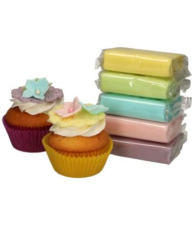 Funcakes Fondant MultiPack Pastel Colors - Easy to Use Smooth & Flexible Cake Decorating | Halal Kosher Gluten-Free | 5 x 100g - Buy Online on SooperMarket.com
