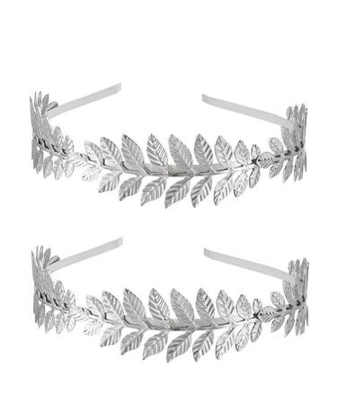 Goddess hair ripe 2 pcs gold leaf headband silver leaf headband leaves headband wedding tiara gold hair tires bride hair crown tiara hair straps for party bridal bridal boy girls silver