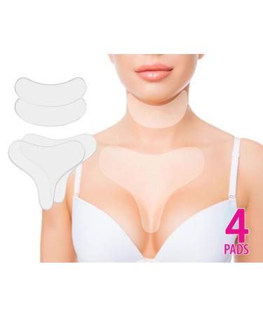 MANDOYV Chest Wrinkle Pads Neck Wrinkle Patches Pack of 4 - Wrinkle patches -Antiwrinkle Silicone Pad- Reusable and Washable Wrinkle Patches for Wrinkles Treatment While Sleeping white
