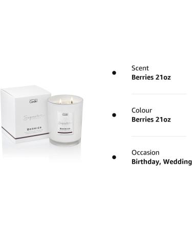 Luxury Scented Candle Gift for Women | 65 Hours Burn Time | Hotel Collection | Berries Scent - 21oz - Buy Online on SooperMarket.com