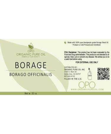 OPO Borage Seed Oil 32 oz - 100% Pure Non-GMO High GLA Moisturizer | Vegan Carrier Oil for Skin Hair Nails & DIY Soaps - Buy Online on SooperMarket.com