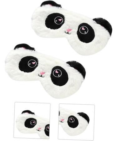 Angoily Plush Silk Eye Mask Set - 2pcs Cartoon Blindfolds for Sleep & Travel Comfortable Satin Eye Cover for Adults - Black & White - Buy Online on SooperMarket.com