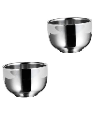 Beavorty 2 STK impact bowl tools for men soap container rabbit ears shaving shell bubble bowl for the home shaving simply container shaving foam shave man stainless steel 7.3x5cmx2pcs silverx2stk