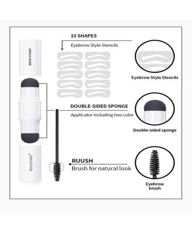 Double Eyebrow Stamp Kit | 10 Eyebrow Stencils for Perfect Shaping | Natural & Dark Brown Makeup Set - Buy Online on SooperMarket.com