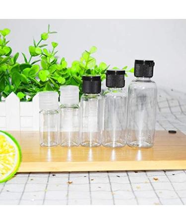 12 x 10ml Empty Plastic Bottles with Flip-Top Lid - Ideal for Softener Water Shower Gel & Emulsion - Black Lid - Buy Online on SooperMarket.com