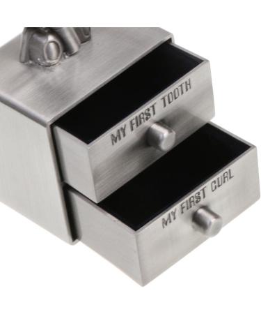 A Set of My First Tooth & Curl Trinket Boxes Tin Baby Keepsake Christening Boy Girl Gift - Antique Silver 4 - Buy Online on SooperMarket.com