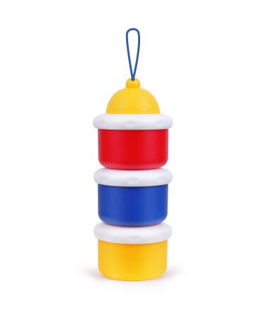 Vicloon Infant Baby Milk Powder Dispenser Portable 3 Layers 190ml per Layer compartments with Cover Kids Baby Storage Container Stackable Pots Milk Powder Dispenser & Snack Storage Container Red/Yellow/Blue