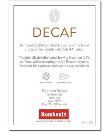 Rombouts Original Blend Decaffeinated Roasted Coffee Beans 1kg - Buy Online on SooperMarket.com