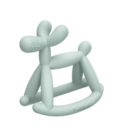 Miraloop Teething Toy for Baby 0-6  12  18 Months Infant  Jellydog Never Drop Food Grade Silicone Rocking Teether  Prevent Choking & Odorless  Less Dust and Hair Adhesion  Baby Gift  Mint Green