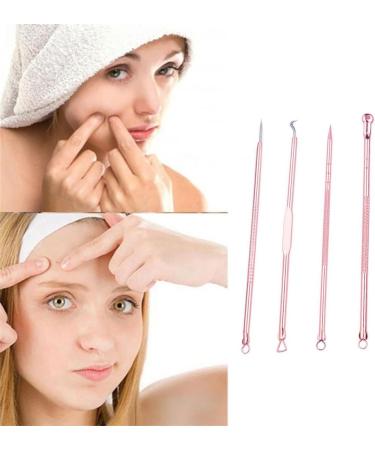 pimple extractor 4PCS/SET Blackhead Removal Tool Pimple Cleansing Tool Kit Stainless Steel Acne Pimple Extractor Acne Remover Tool With Box(Rose Gold) - Buy Online on SooperMarket.com