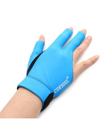 CUESOUL Professional Billiard Gloves-Left and Right in Different Size Blue-Right Hand S(Fit for palm width 2.75"to 3.35")
