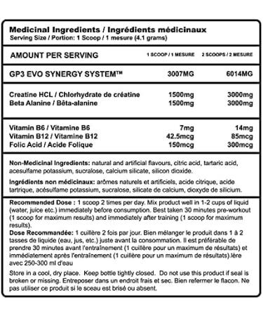 Advanced Genetics GP3 EVO Creatine HCL Beta-Alanine & B Vitamins Stimulant Free Pre-workout Post-Workout Ice Berry 50 Servings - Buy Online on SooperMarket.com