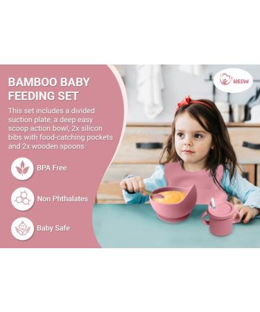 Silicone Baby Weaning Set - Divided Suction Plate, Bowl, and Sippy Cup - Pink - Buy Online on SooperMarket.com