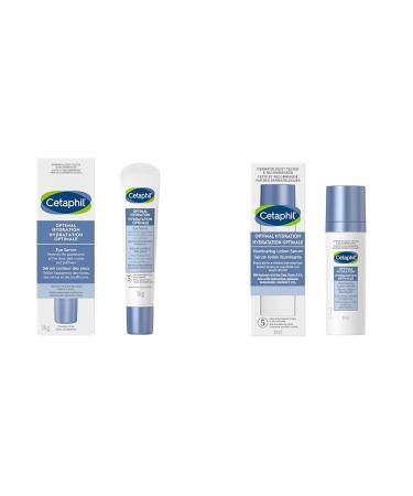 Cetaphil Optimal Hydration Eye Serum For Wrinkles Dark Circles and Puffiness & Optimal Hydration Illuminating Lotion Serum (30ml) - Face Serum with Hyaluronic Acid