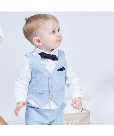 Famuka Baby Boys Gentleman Suit Blazers Toddler Tuxedo Clothing Set - Blue (Size 73) - Buy Online on SooperMarket.com