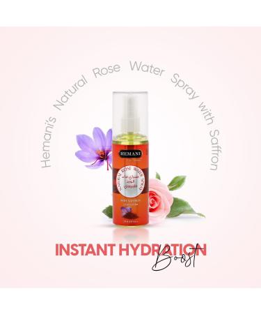 Hemani Rose Water Damask Spray with Saffron - Natural Facial Mist for Glowing Skin Hypoallergenic & Vegan 120ml - Buy Online on SooperMarket.com