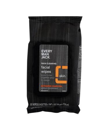 EVERY MAN JACK Wipes Facial Oil Defense Volcanic Clay 30 CT