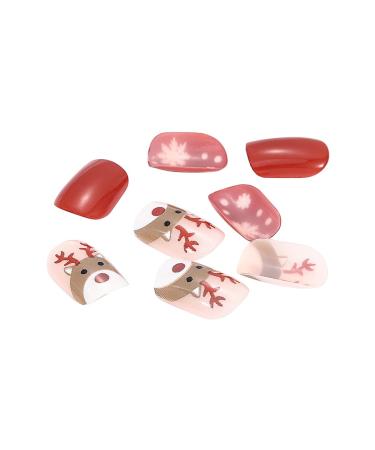 Brishow Christmas Artificial Nails - 24PCS Snow & Moose Press-On Short Red Nails for Women & Girls - Buy Online on SooperMarket.com