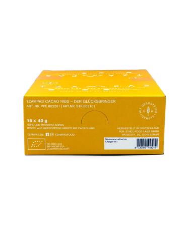 Tzampas Energierliegel Cacao NIBS - Organic Vegan Energy Bar with Raw Cocoa Nibs - 16x40g | Power Riegel for Cycling - Additive-Free & Healthy Snack - Buy Online on SooperMarket.com
