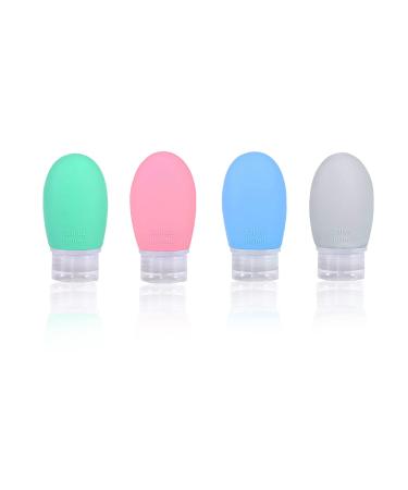 Roseflower 4PCs travel bottles for toilet items 60ml portable travel bottles made of silicone lurid refillable liquid containers in travel size for travel toilet articles and shampoo
