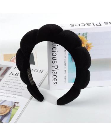 Velvet Spa Headband for Women | Puffy Headband for Skincare, Makeup & Face Mask | Soft and Comfortable - Black - Buy Online on SooperMarket.com