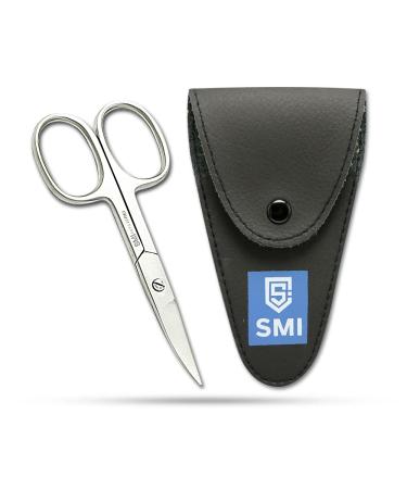 SMI Left-handed Nail Scissors Curved Fingernail Toenail Scissors Manicure Pedicure Scissors Stainless Steel with Case