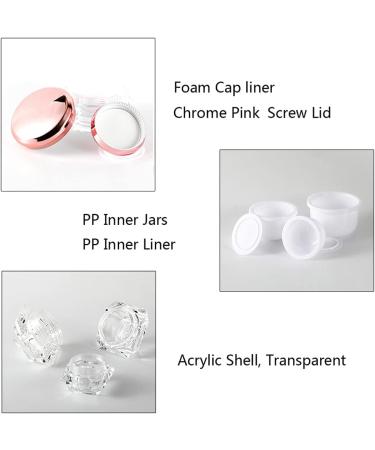 Zeoabsy 12 Pcs Transparent Acrylic Diamond 10ml Cream Cans with Pink Screw Cap - Perfect for Lotion Nail Art and Lip Balm | International Shipping - Buy Online on SooperMarket.com