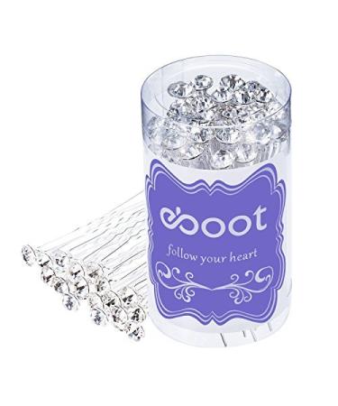 eBoot 40 Pack White Crystal Rhinestone Hair Pins Wedding Hair Clips with Storage Bag