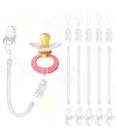 Vicloon Baby Dummy Clips 5 Pcs - BPA Free Soother Pacifier Chain Holder for Boys and Girls - Transparent Teether Toy Holder - Buy Online on SooperMarket.com
