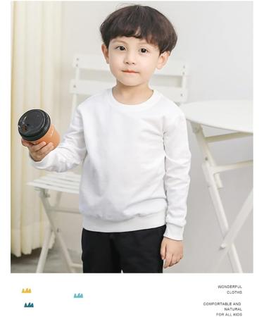 Taigood Kids Jumper for Boys - Cotton Sweatshirt, Long Sleeve T-Shirt Pullover, Ages 1-7 Years - White - Buy Online on SooperMarket.com