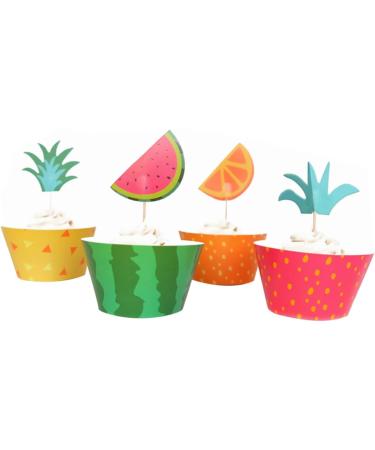 ibasenice 144 pcs kids decor cake toppers cake decorations fruit decor hawaiian decor Hawaii fruit toppper Hawaii toppper Hawaii cupcake toppper decorate top hat Insert card the summer child - Buy Online on SooperMarket.com