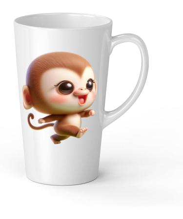 White Ceramic Baby Monkey Mug - Large 483 ml Perfect for Hot Chocolate or Milk Fun and Easy to Use - Buy Online on SooperMarket.com