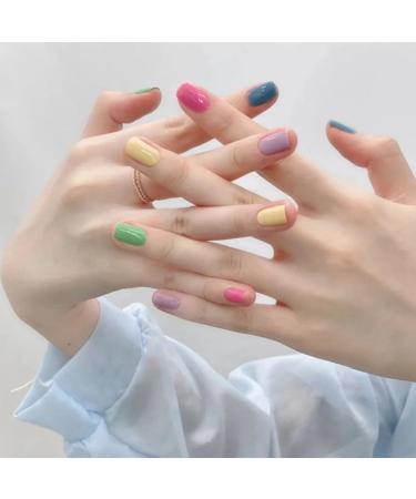 Closer 1Set Rainbow Jumping Colours False Nails Wearable Press on Nails Full Cover Nail Tips - Buy Online on SooperMarket.com