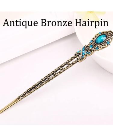 LEEQ Vintage Hair Sticks Chinese Hair Sticks Vintage Chinese Hairpin Antique Hairpin Metallic Hair Stick for Decorative Hair Styling Fixed (6 Pieces) - Buy Online on SooperMarket.com
