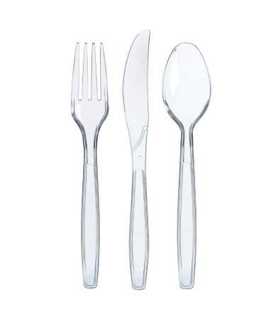 300 Plastic Silverware Set, Clear Plastic Cutlery Set, Disposable Silverware Set - 100 Plastic Forks, 100 Plastic Spoons, 100 Plastic Knives | Heavy Duty Bulk Disposable Flatware Plastic Utensils Set Clear (300 ct)