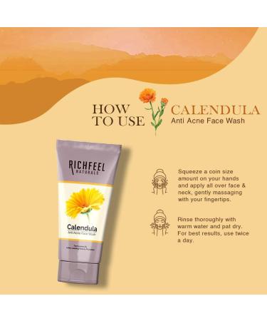 Richfeel Anti Acne Calendula Face Wash | Power of Soothing Calendula Extracts | For Skin prone to Acne & Blemishes | Physician Formulated | Helps Calm & Replenish Skin | 100 Gram - Buy Online on SooperMarket.com