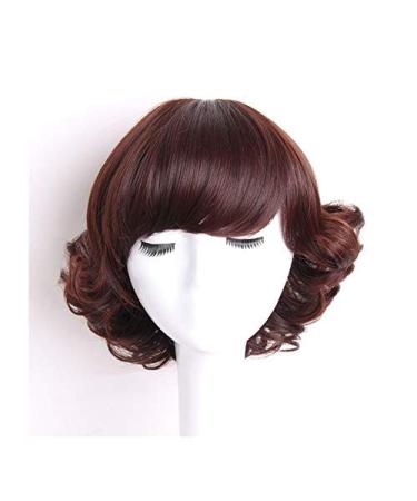BGHJUE Wig Short Curly For Black Women Pixie Wigs Big Curls Short Hair 30cmBrown