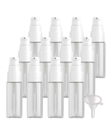 ZEOABSY 12 Pieces 20 ml Transparent Lotion Bottles with White Pump 20ml Empty PET Plastic Lotion Pump Bottle Cosmetic Gel Travel Container for Cosmetic Make up Cleaning + 2 x Funnel Transparent 20ml