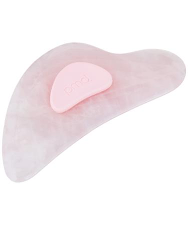 PMD Gua Sha - Massaging  Sculpting  and Depuffing Tool - Custom Design with Genuine Rose Quartz Stone and Silicone Grip - Reduce Tension & Inflammation