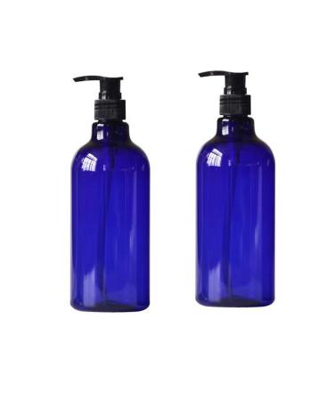 ericotry 2PCS 17oz/500ml Empty Refillable PET Plastic Pump Bottles Jars Pump Lotion Dispenser with Pump Tops for Cosmetic Emulsion Shampoo Body Wash Bath Shower Toiletries Liquid Travel Containers Blue