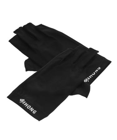 COOLHIYA 1 Pair UV Gloves summer sunblock gloves nail dryer UV glove summer beach gloves gel fingerless gloves for women UV protection fabric Miss sun protection handguard 19.5x8cm Black