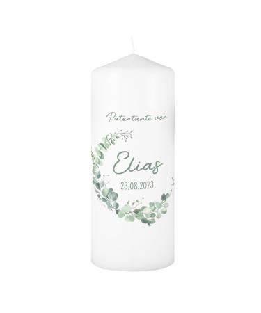 Striefchen sponsor candle with personal print/gift for sponsors Eucalyptus wreath