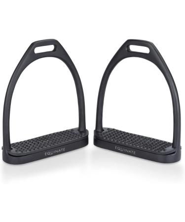 Equinate Stirrups Midway 10cm Black Matt - Anti-Slip Rubber Tread for Adults & Children - Set of 2 - International Shipping Available - Buy Online on SooperMarket.com