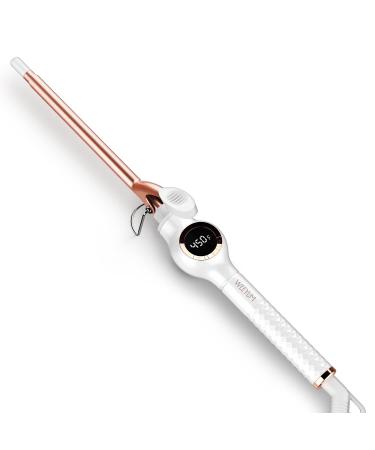 WEEYUM 3/8 Inch Small Curling Iron  9mm Curling Wand for Short Long Hair  Thin Curling Iron Ceramic Tourmaline Barrel 3/8 Inch White
