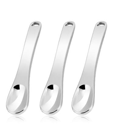 WLLHYF Mini Metal Makeup Spatula Skin Care Cosmetic Spoon Reusable Applicator Beauty Scoop for Facial Cosmetic for Face Mask Cream Lotions Moisturizers (3 Silver)