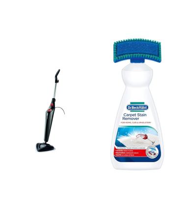 Vileda Steam Mop Plus UK Version Black Efficient and Hygienic Cleaning for Floors & Dr. Beckmann Carpet Stain Remover | Removes New and Dried-in Stains | Includes Applicator Brush 650 ml